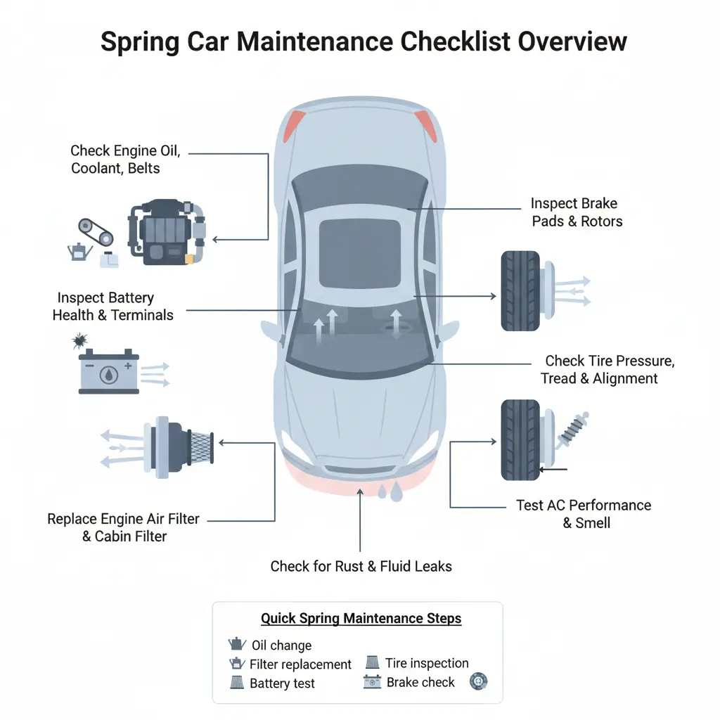 how to prepare car for spring maintenance checklist engine inspection